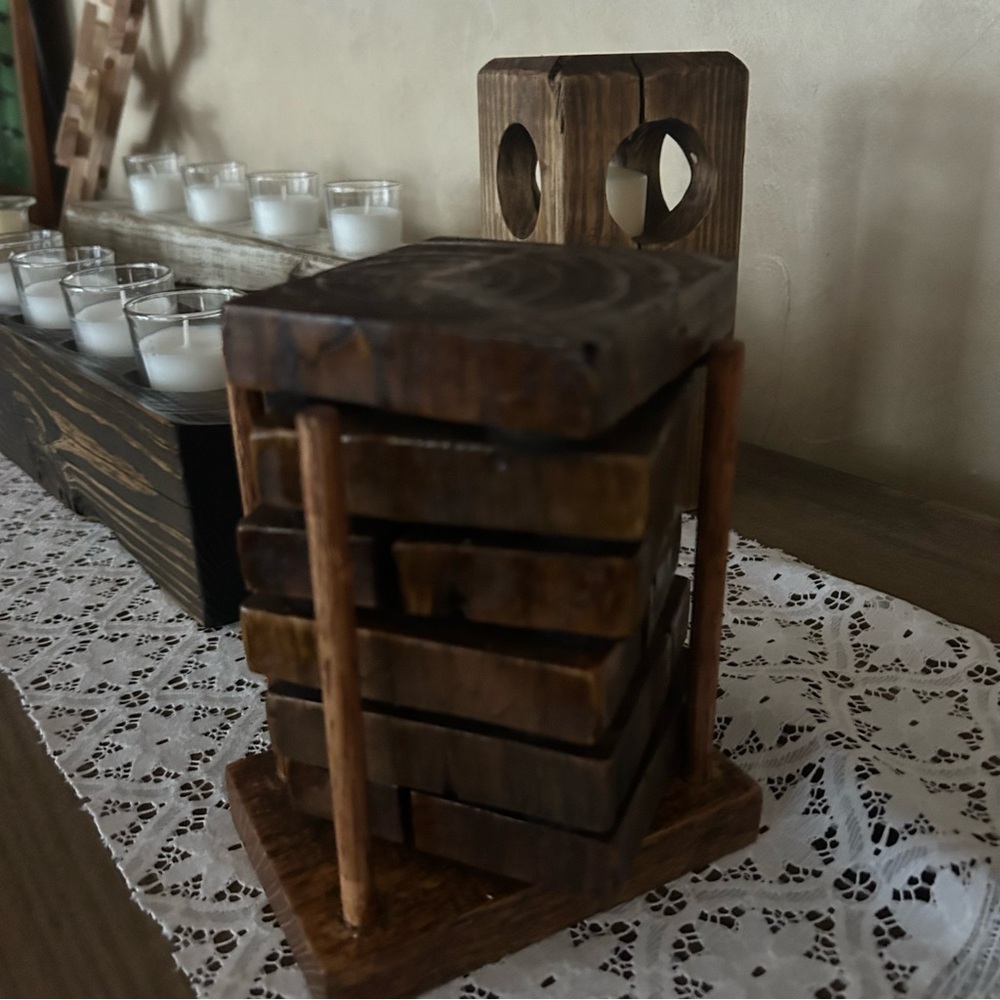 Rustic Wooden Coaster Set of 6